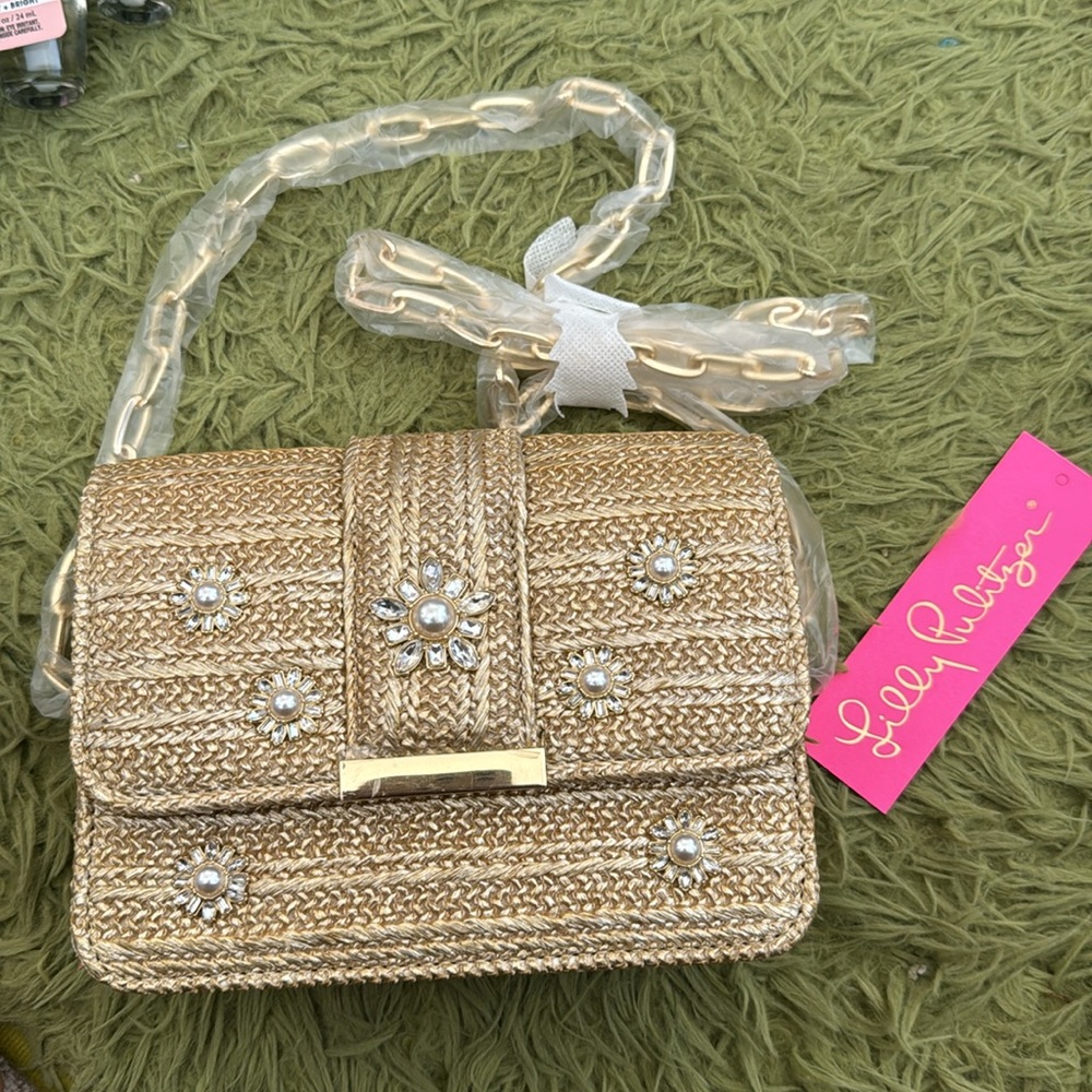 NWT Lilly Pulitzer Emmeline straw crossbody bag - Picture 8 of 9